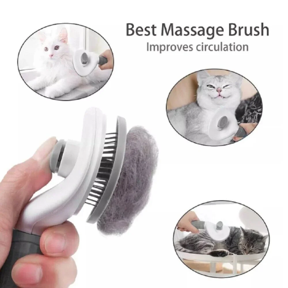 Pet Hair Remover Dog Cat Comb Grooming Massage Deshedding Self Cleaning Brush